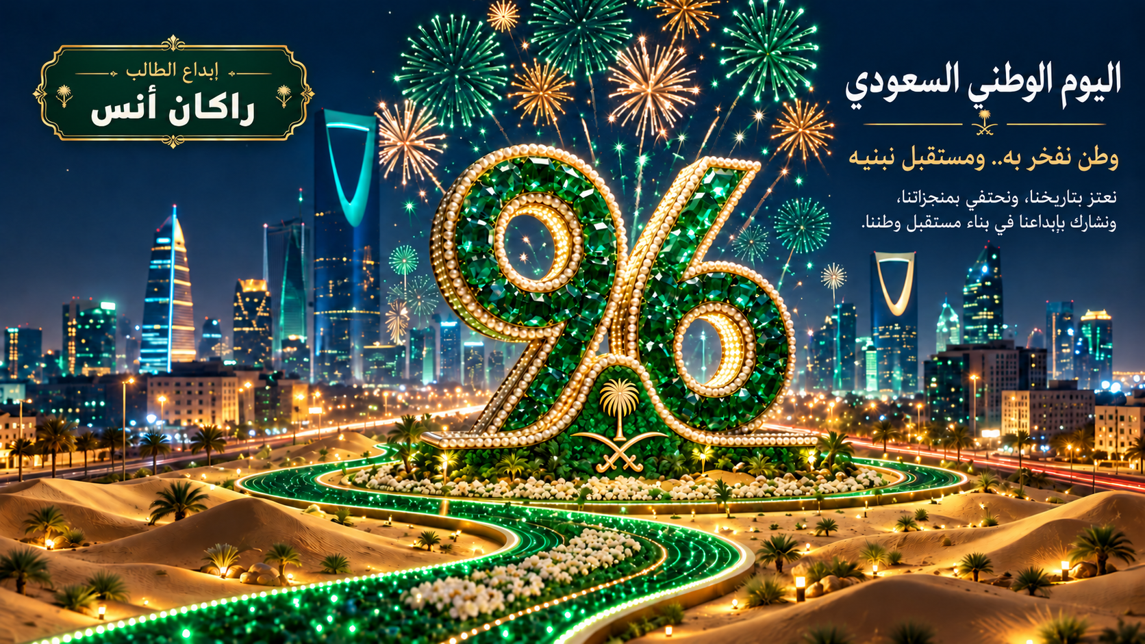 تصميم الطالب راكان أنس بمناسبة اليوم الوطني السعودي